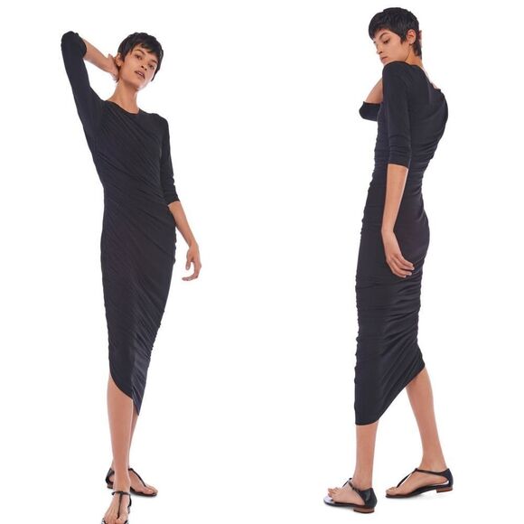 Norma kamali long sleeve diana dress to knee black Small - Picture 5 of 8